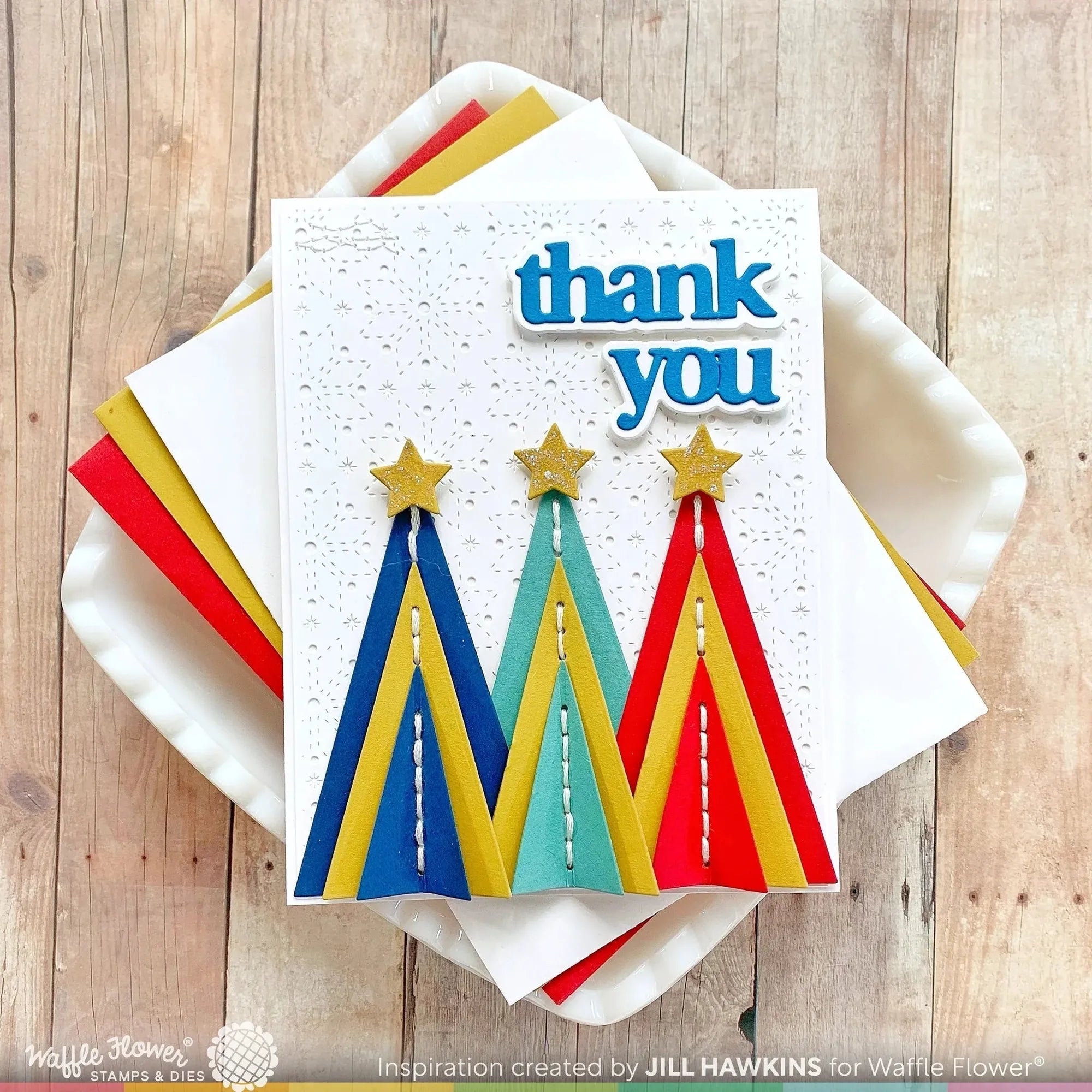 Waffle Flower Dotted Triangle Trees Dies 421518 thank you