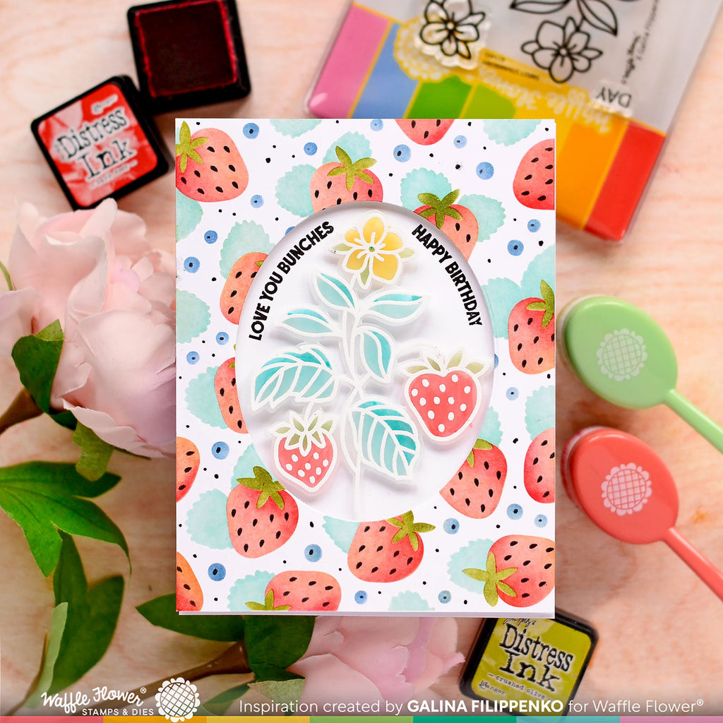 Waffle Flower Sweet Strawberry Clear Stamps 421493 happy birthday