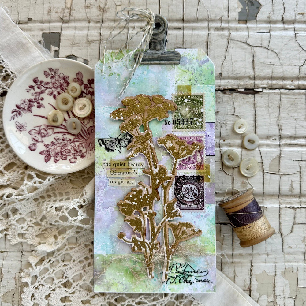 Tim Holtz Wildflowers Stamps with Simon Says Stamp Dies Bundle setwf25 Floral Tag