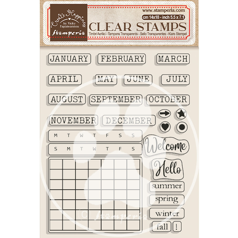 Stamperia Create Happiness Christmas Calendar, Monthly Clear Stamps wtk178