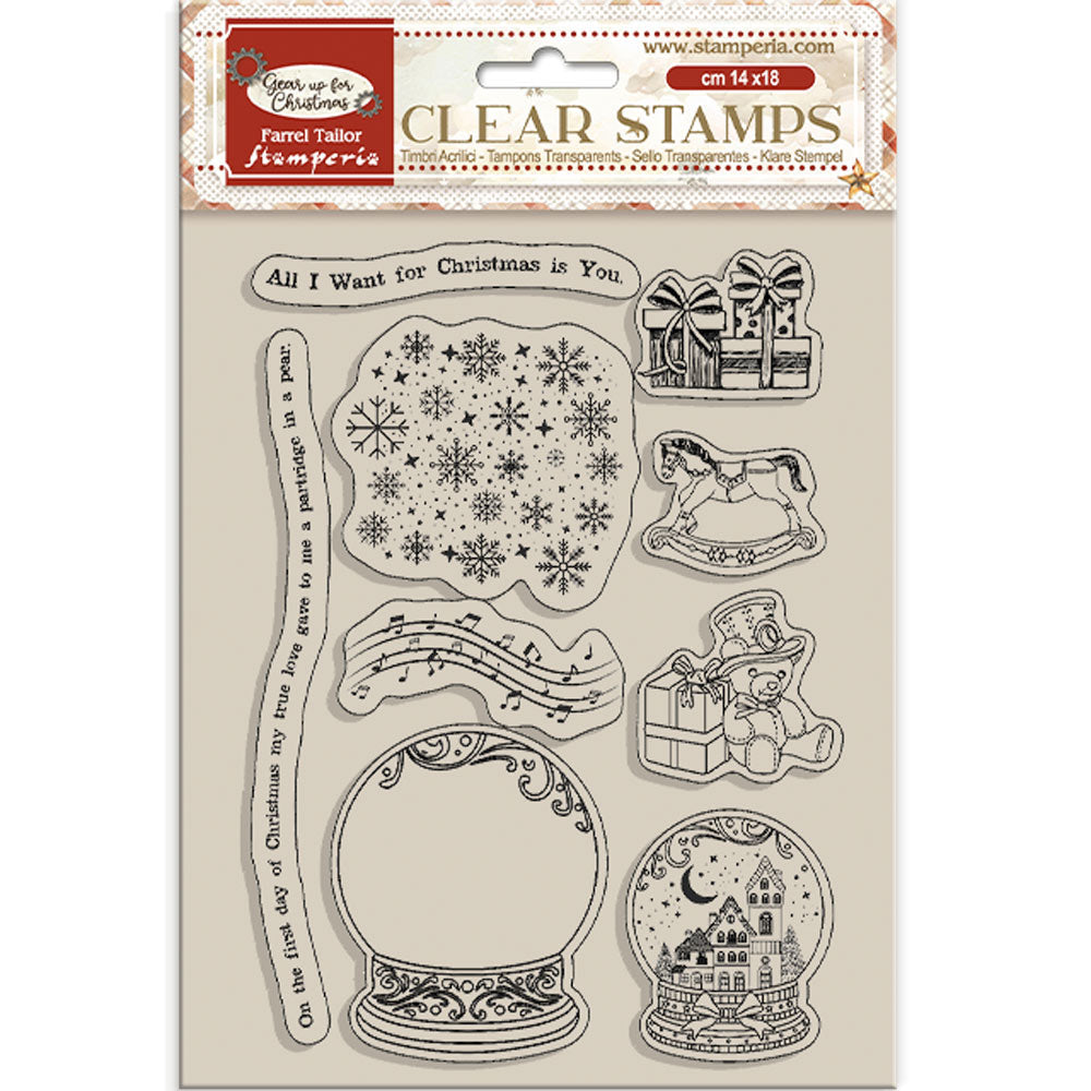 Stamperia Gear Up For Christmas Snowglobes Clear Stamps wtk197