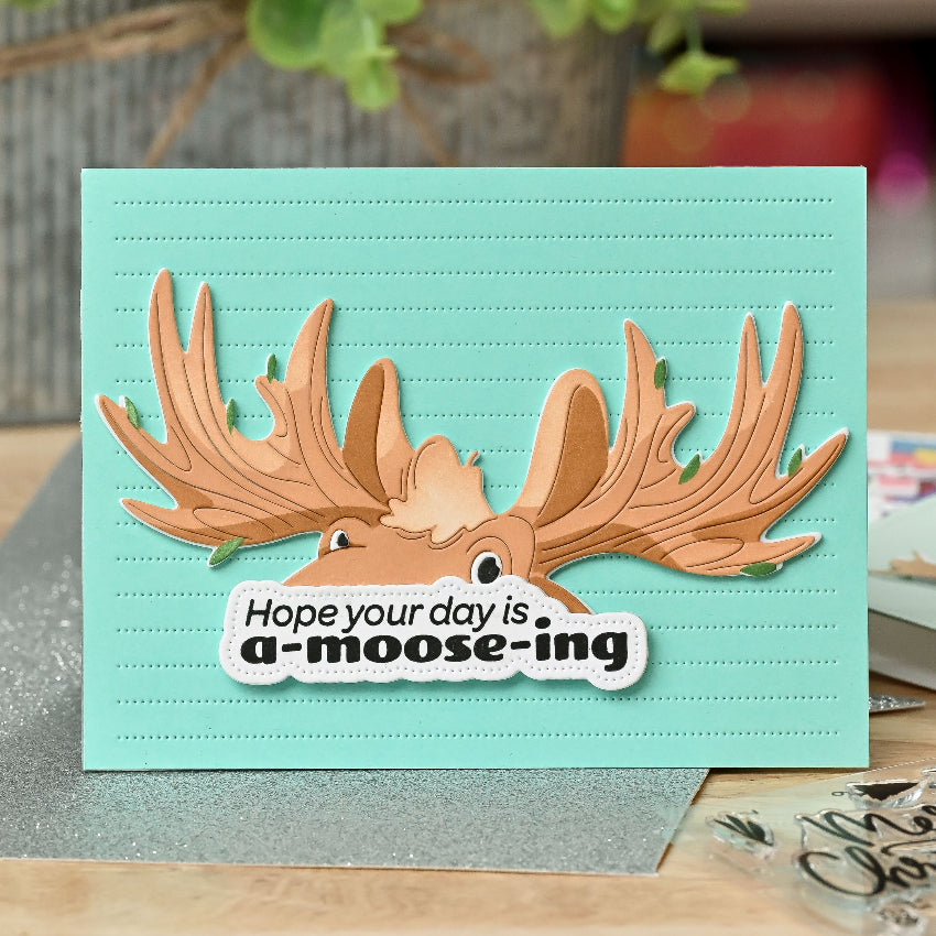 Waffle Flower A-moose-ing Sentiments Piercing Matching Dies 422126 moose