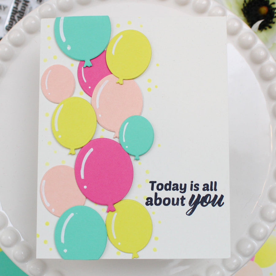 Waffle Flower Balloon Cluster Dies 422568 today is all about you card