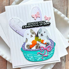 Waffle Flower Basketful of Bunny Duo Die-n-stencil and Basket Base Die Set bunnies in a basket