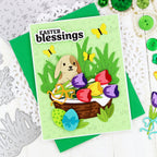 Waffle Flower Basketful of Bunny Duo Die-n-stencil and Basket Base Die Set colorful tulips