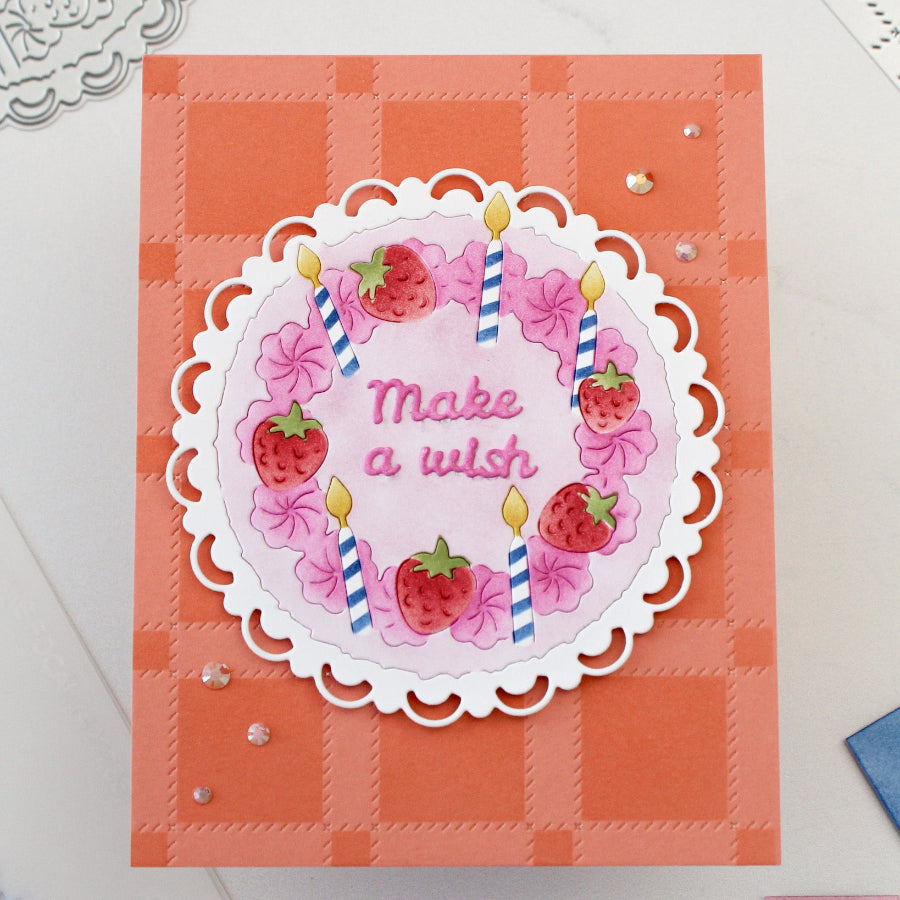 Waffle Flower Cake Focal Die-n-stencil 422236 make a wish