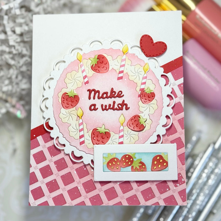 Waffle Flower Cake Focal Die-n-stencil 422236 strawberries