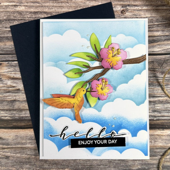 Waffle Flower Cloudy Skies Stencil 422197 bird