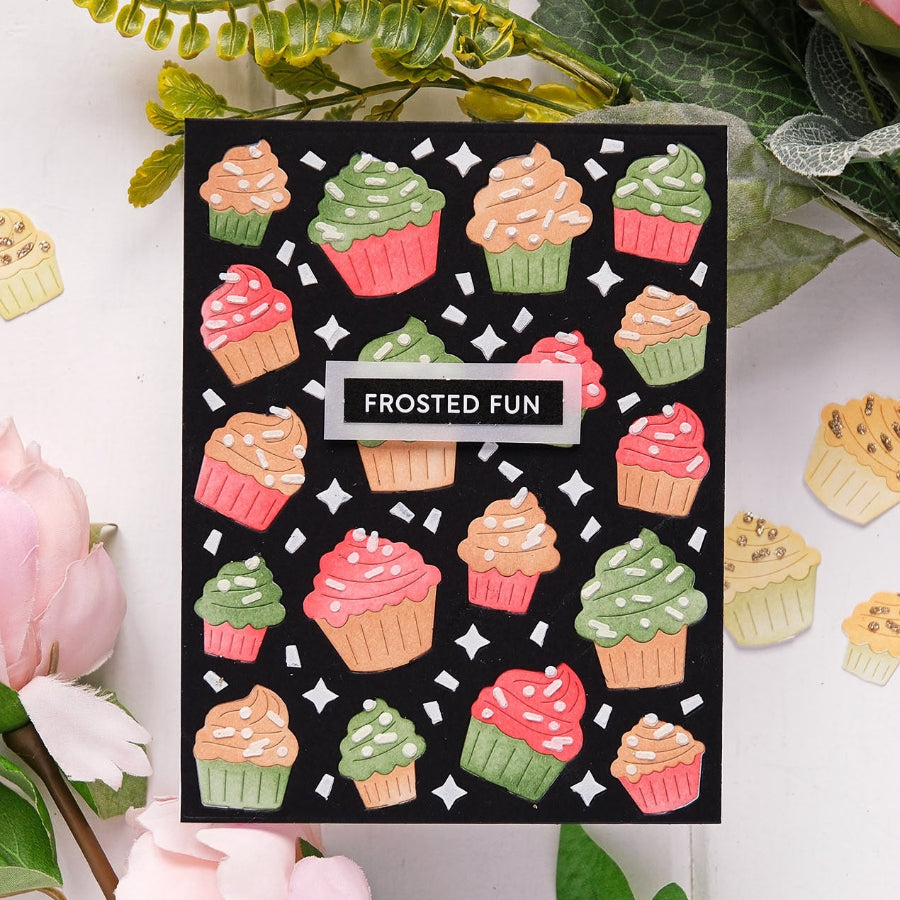 Waffle Flower Cupcake Background Texture Die 421978 frosted fun card
