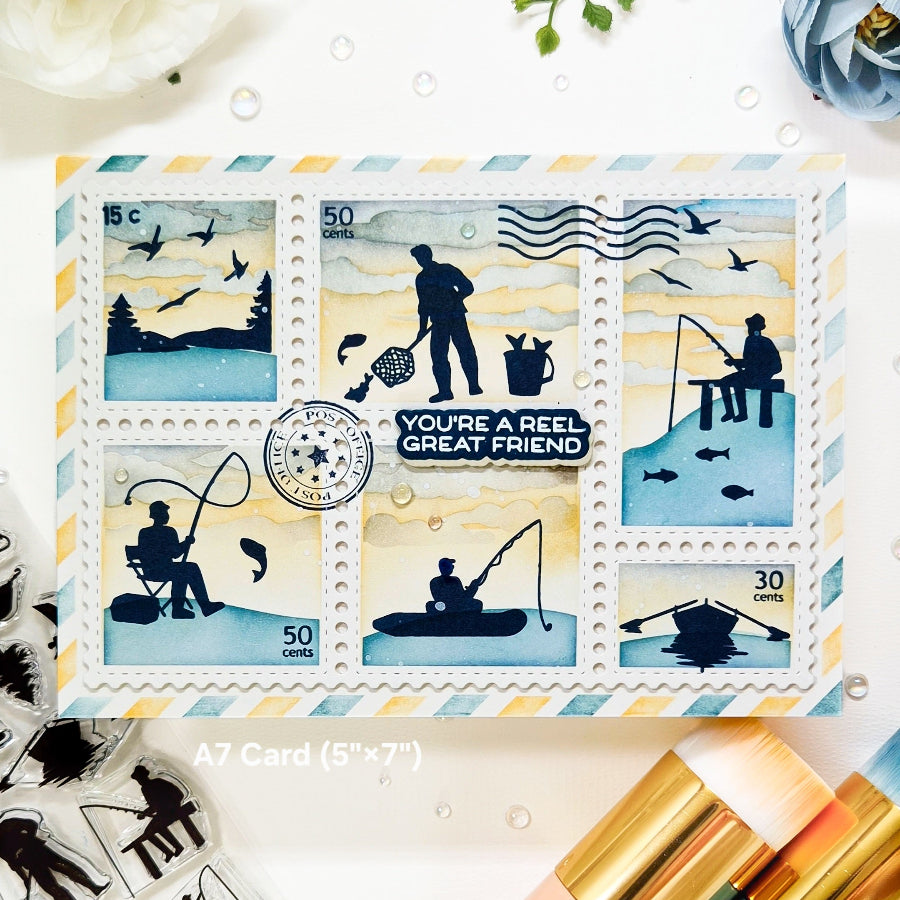 Waffle Flower Fishing Puns Clear Stamps 422559 great friend card