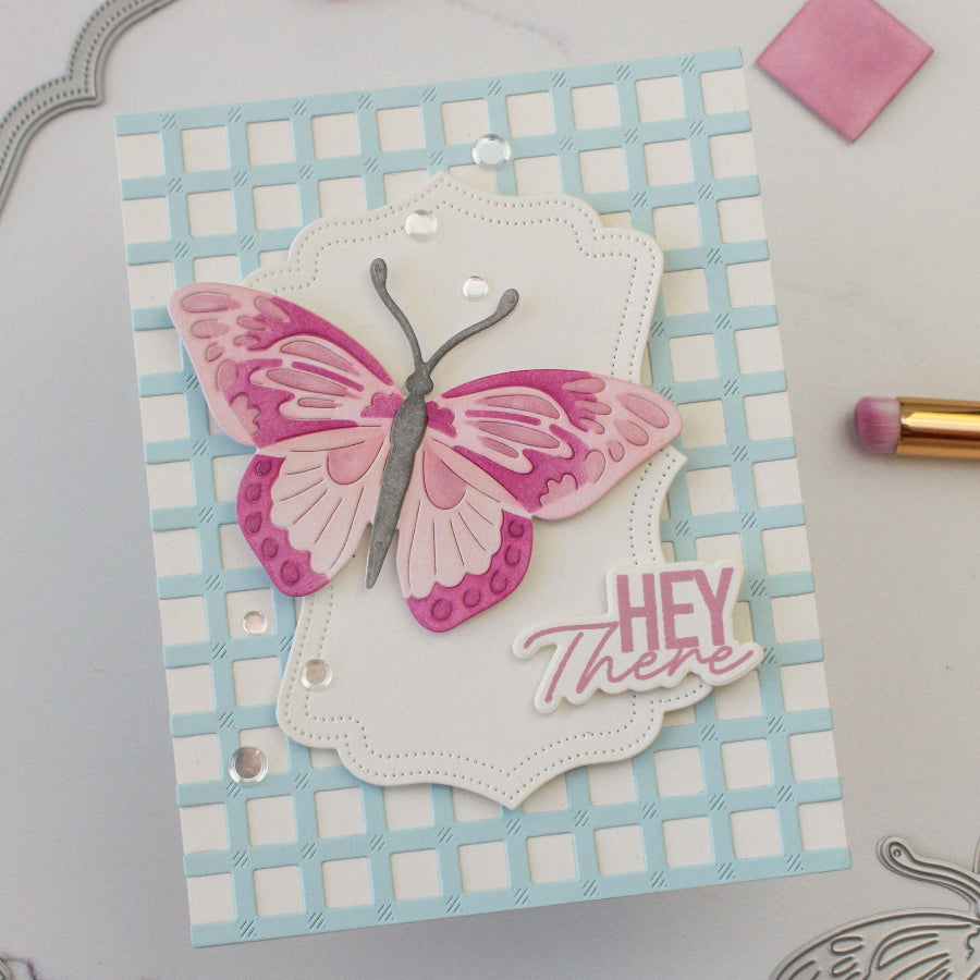 Waffle Flower Gingham Die 421487 pink butterfly