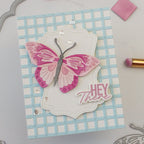 Waffle Flower Gingham Die 421487 pink butterfly