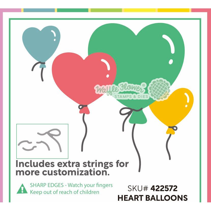 Waffle Flower Heart Balloons Dies 422572 extra strings included