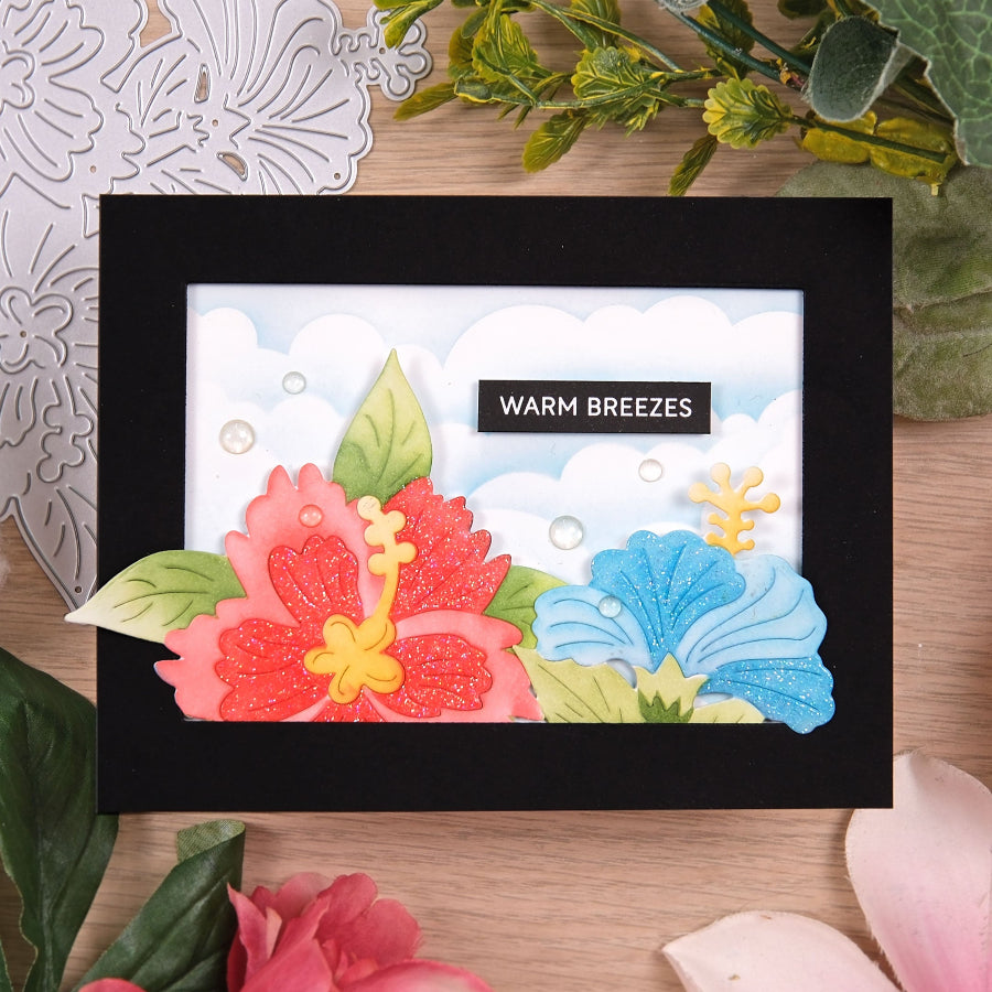 Waffle Flower Hibiscus Cluster Dies 422194 framed