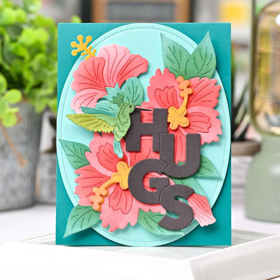 Waffle Flower Hibiscus Cluster Stencil 422193 hummingbird
