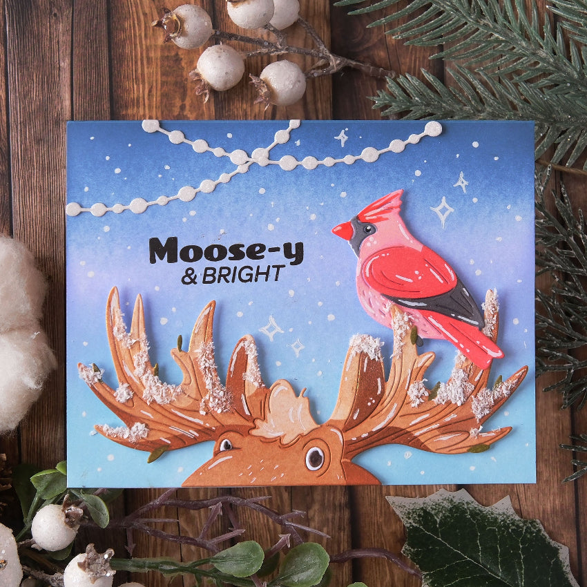 Waffle Flower Holiday Moose Die-n-stencil 422121 cardinal