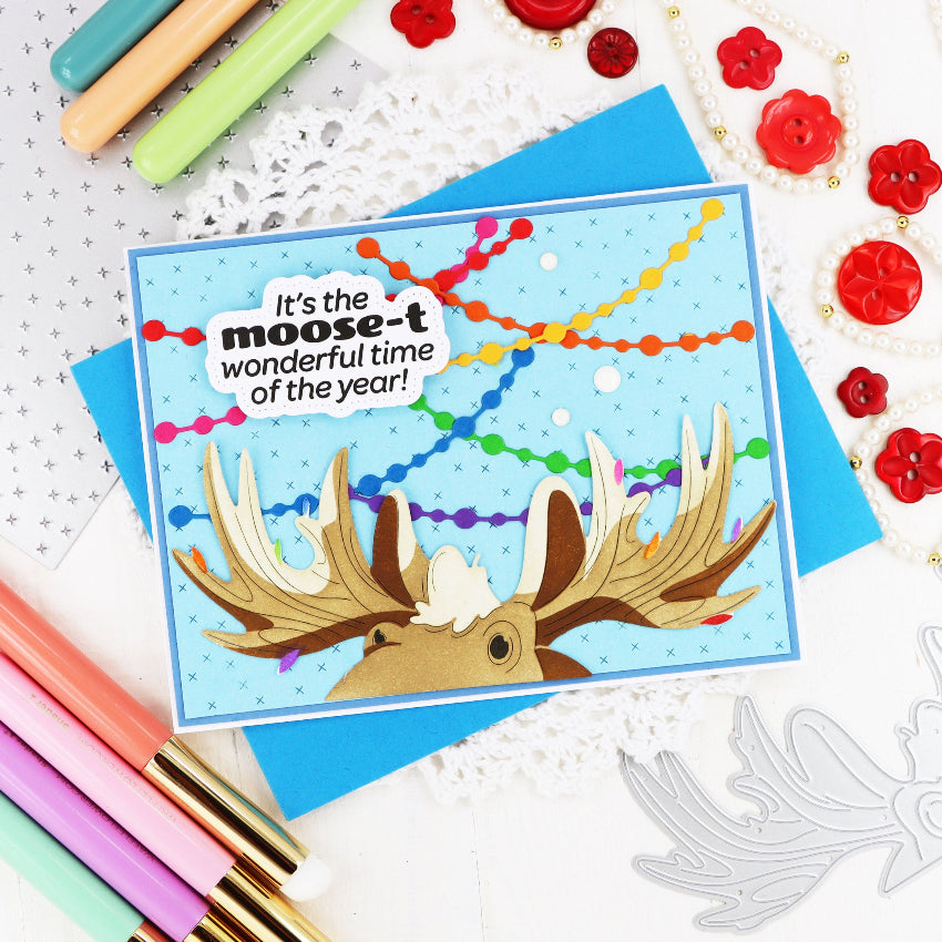 Waffle Flower Holiday Moose Die-n-stencil 422121 streamers