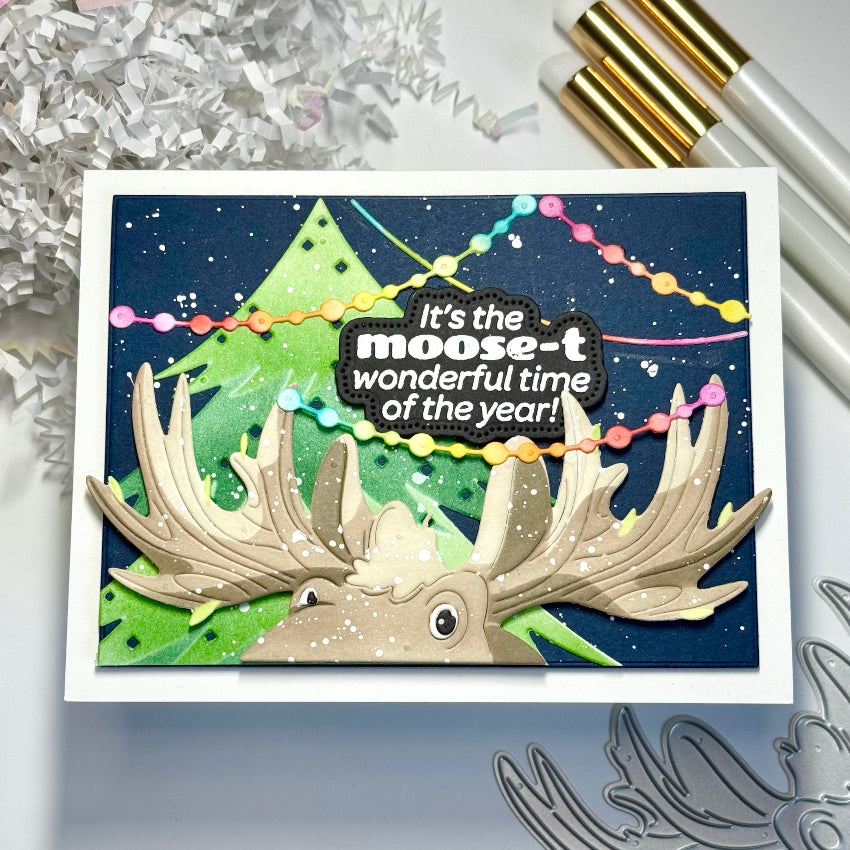 Waffle Flower Holiday Moose Die-n-stencil 422121 tree