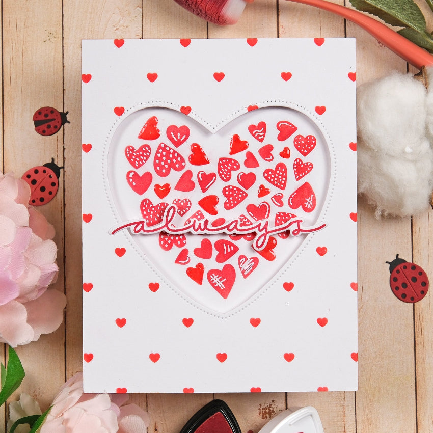 Waffle Flower Inlaid Hearts Detail Clear Stamps 422319 hearts
