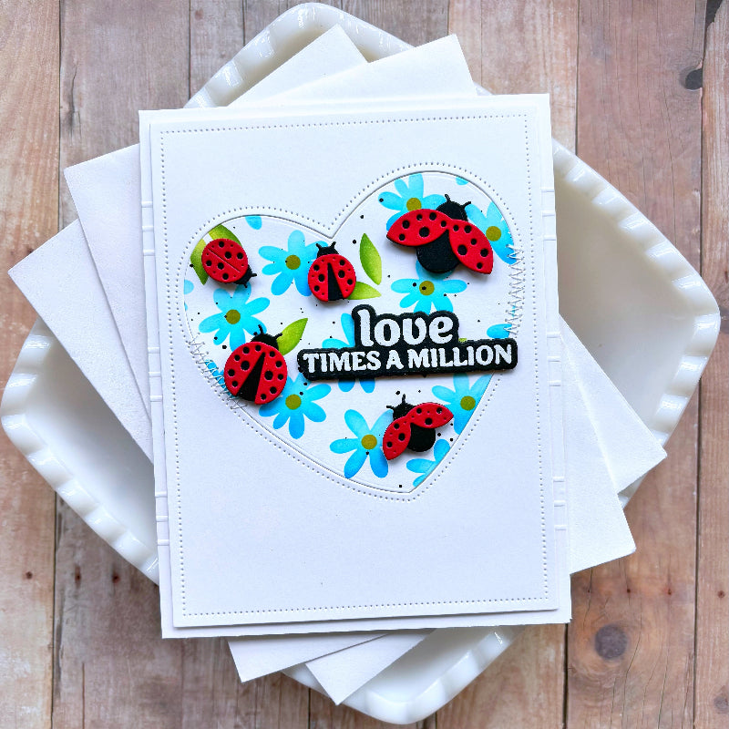 Waffle Flower Inlaid Hearts Detail Clear Stamps 422319 ladybugs