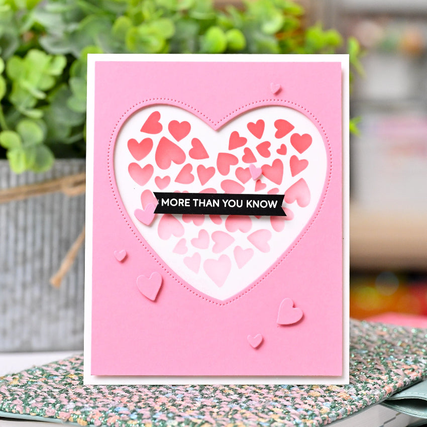 Waffle Flower Inlaid Hearts Die-n-stencil 422318 pink