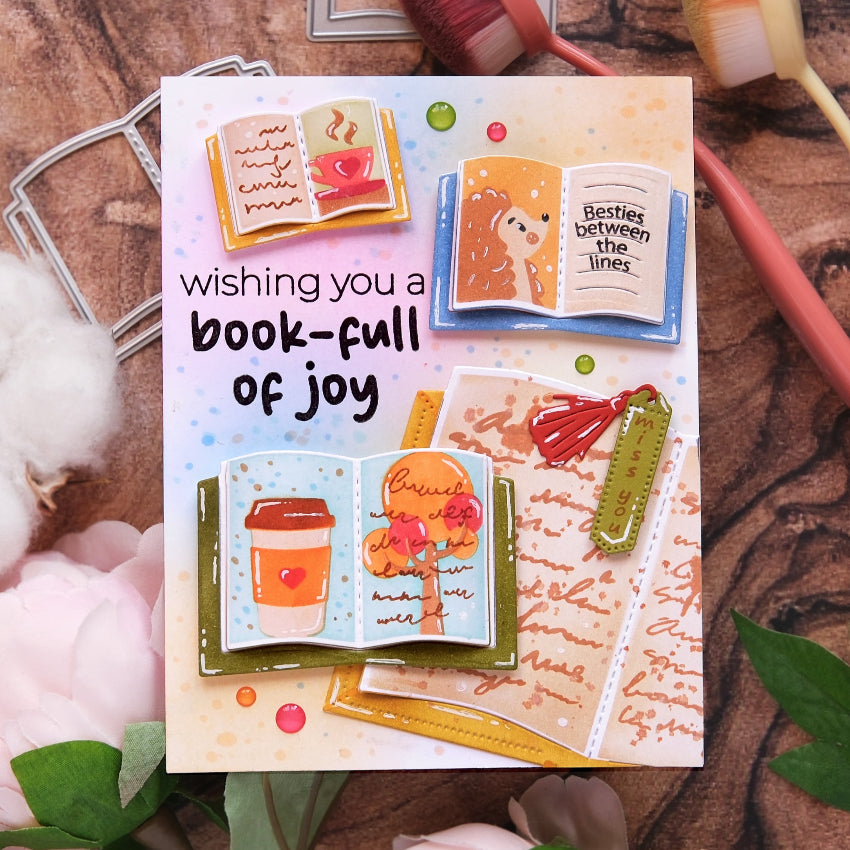 Waffle Flower Inside Sentiments Book Lover Clear Stamps 422228 coffee