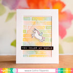 Waffle Flower Label Maker Rainbow Clear Stamp and Die Set wall