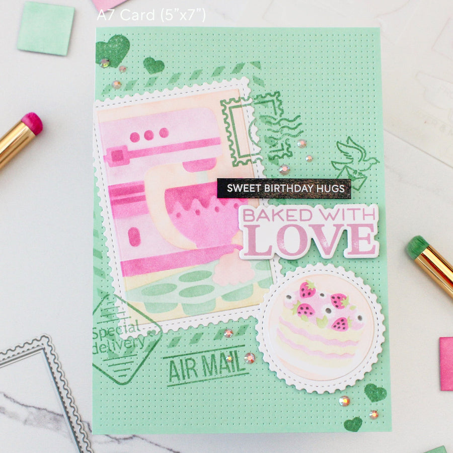 Waffle Flower Nesting Postage Collage Baking Fun Stencils 422393 baked with love