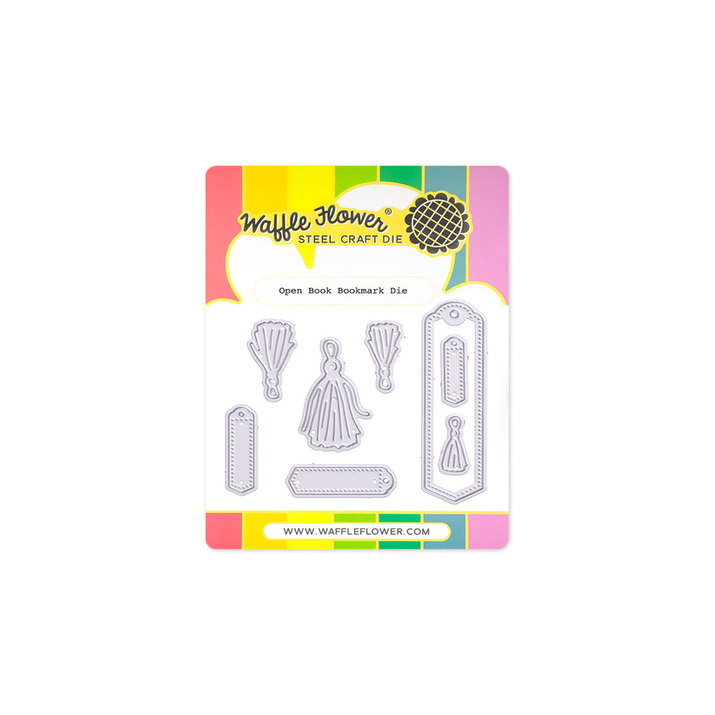 Waffle Flower Open Book Bookmark Die and Coloring Stencil Set image 1