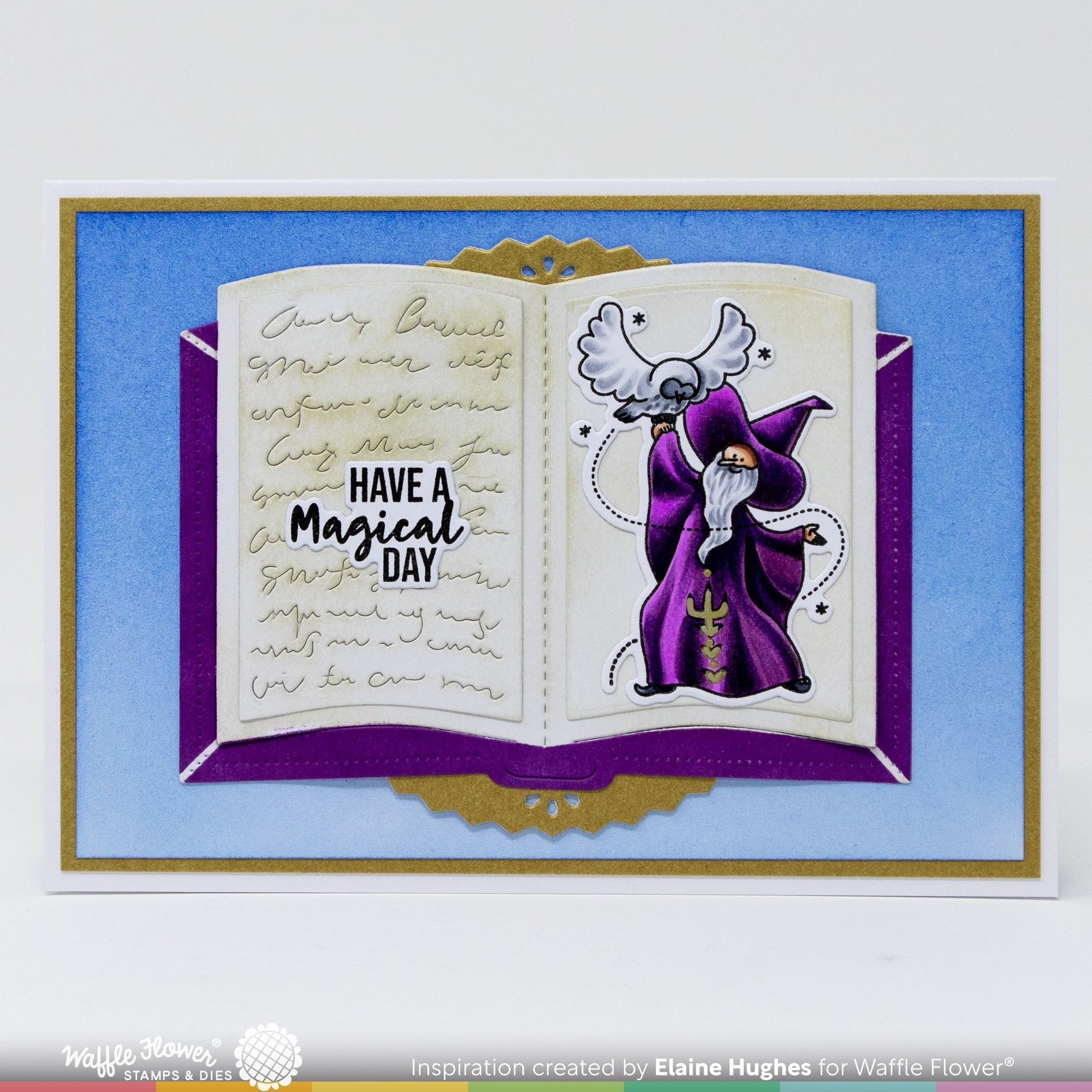 Waffle Flower Open Book Die and Open Book Stencil Set wizard