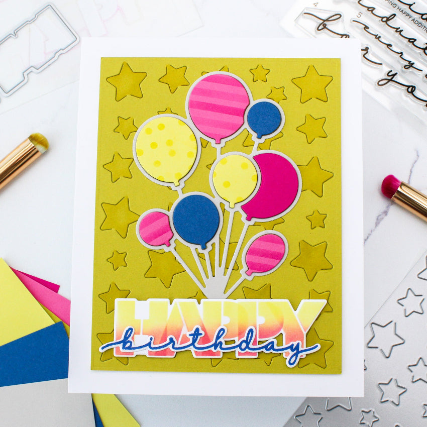 Waffle Flower Overlapping Happy Die-n-stencil 422103 balloons