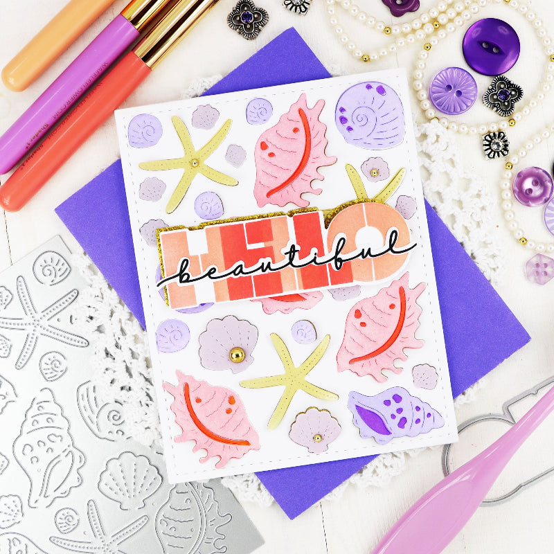 Waffle Flower Overlapping Hello Additions Clear Stamp and Die Set shells