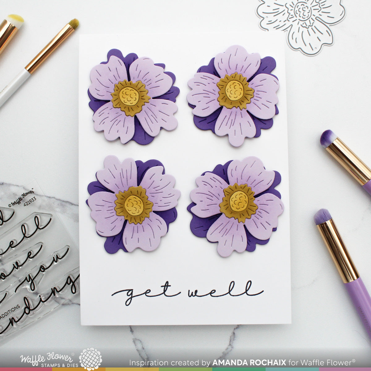 Waffle Flower Overlapping Hugs Additions Clear Stamp and Die Set flowers