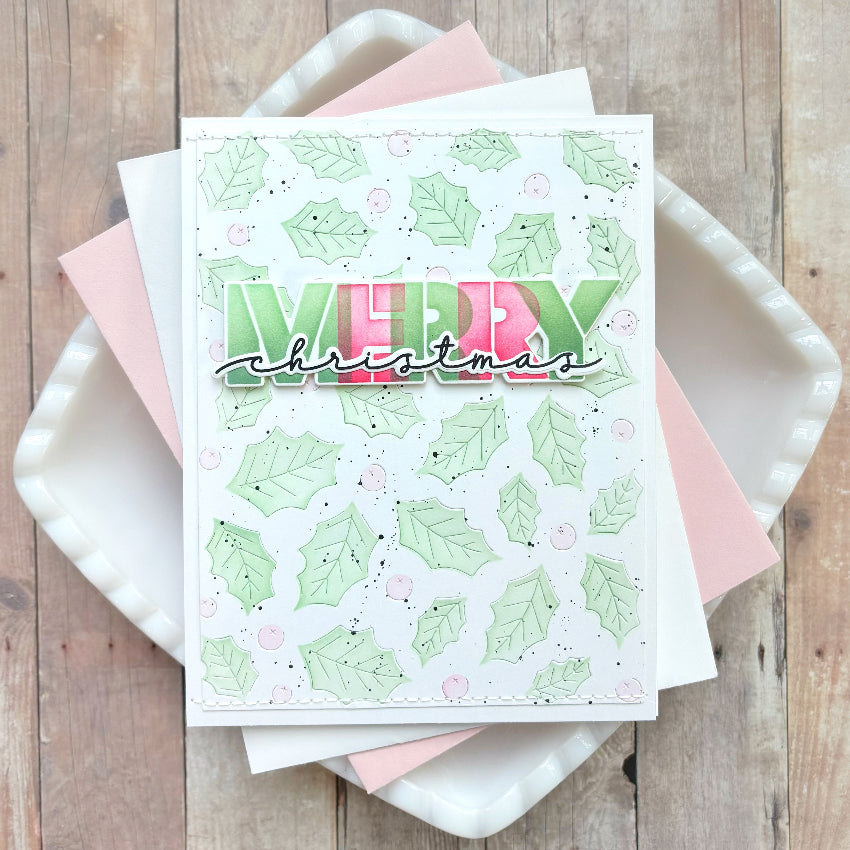 Waffle Flower Overlapping Merry Die-n-stencil 422102 holly