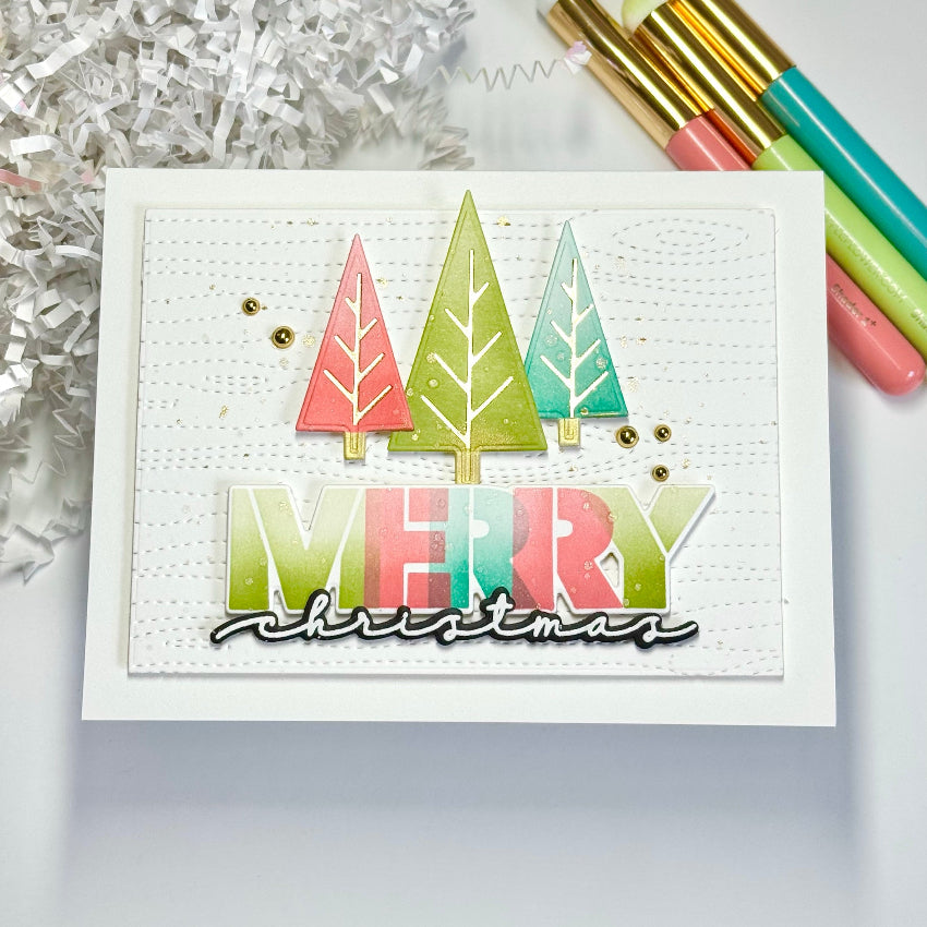 Waffle Flower Overlapping Merry Die-n-stencil 422102 trees