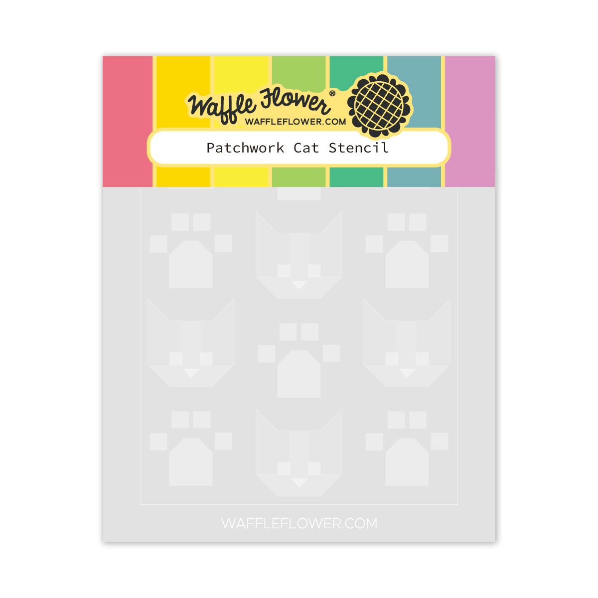 Waffle Flower Patchwork Cat Stencils 422036
