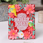 Waffle Flower Poinsettia Frame Sentiments Clear Stamp and Die Set red