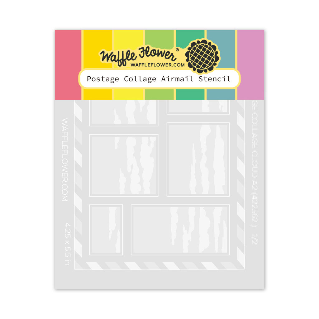 Waffle Flower Postage Collage Airmail Stencils 422562