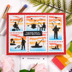 Waffle Flower Postage Collage Airmail Stencils 422562 happy birthday card