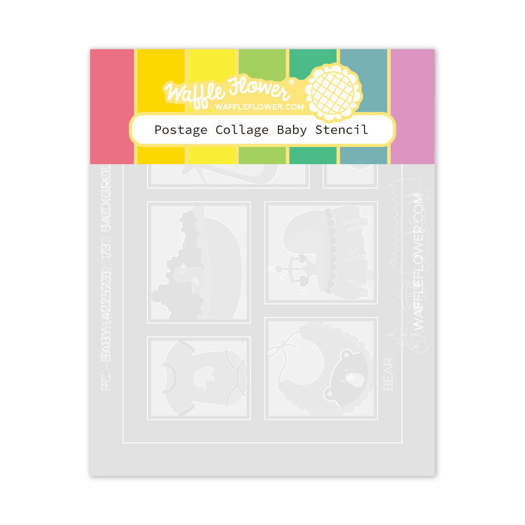 Waffle Flower Postage Collage Baby Stencils 422523