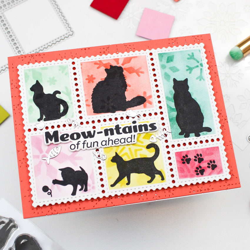 Waffle Flower Postage Collage Cat Silhouettes Dies 422294 fun