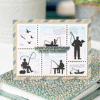 Waffle Flower Postage Collage Fishing Silhouettes Clear Stamps 422555 hope your birthday is off the hook card