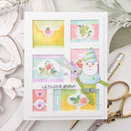 Waffle Flower Postage Collage Seeds Details Clear Stamp and Die Set pastel seed packets