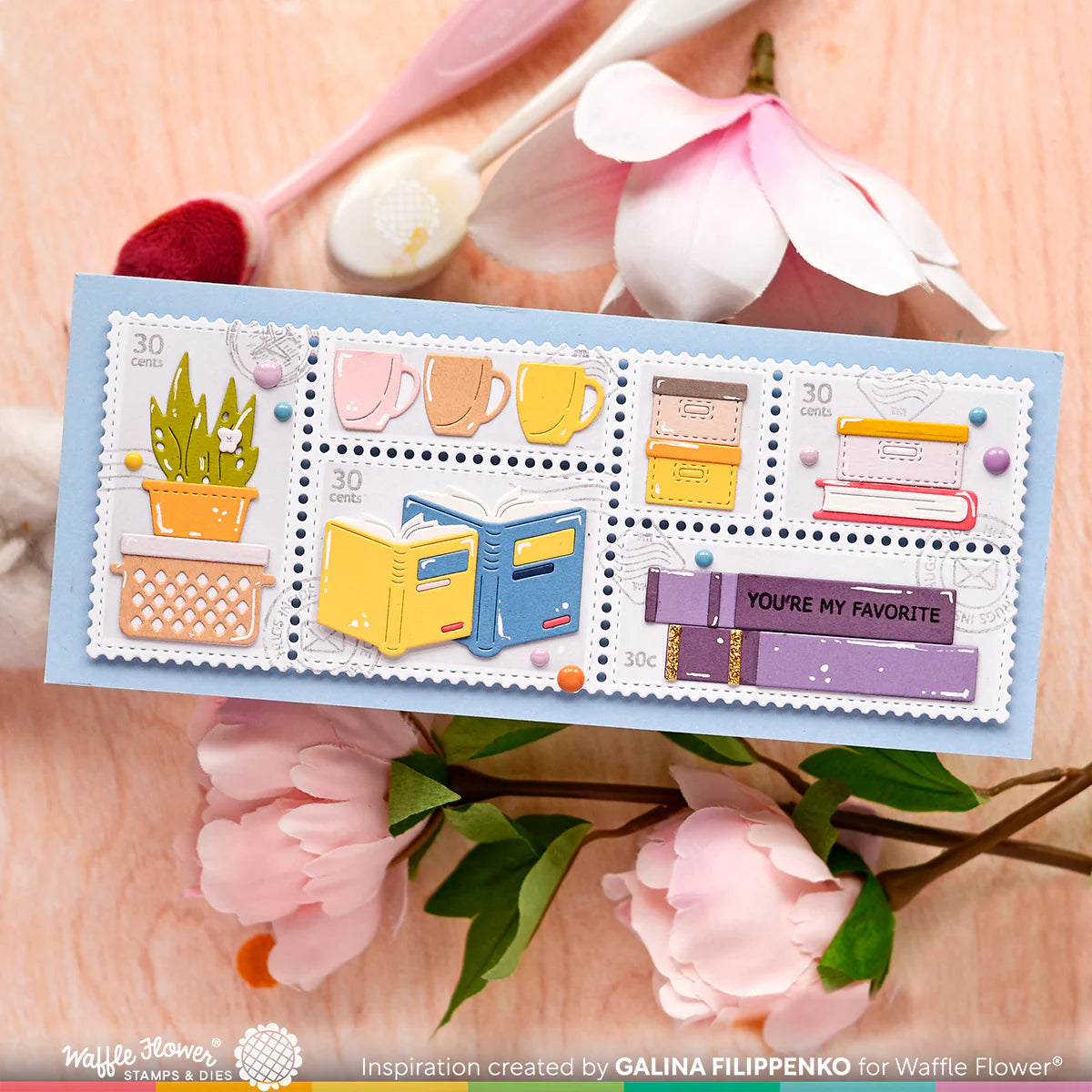 Waffle Flower Postage Collage Slimline Blocks Stencil 421587 books