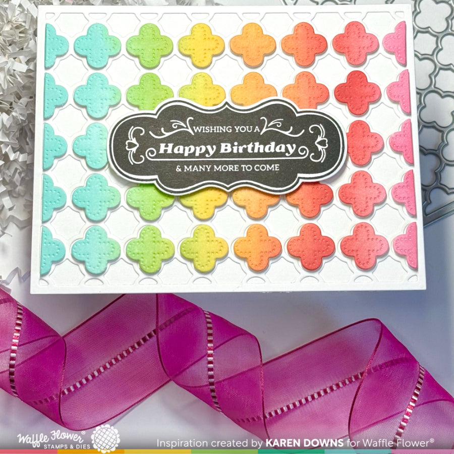 Waffle Flower Quatrefoil Panel Die 422040 birthday