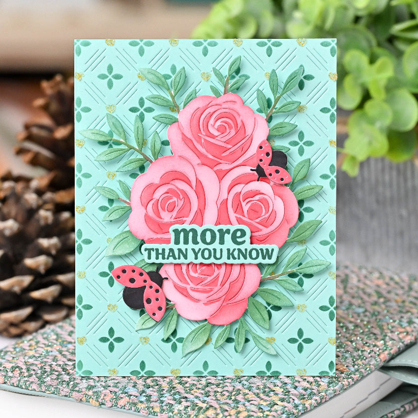 Waffle Flower Rose Bouquet Die 422314 ladybugs