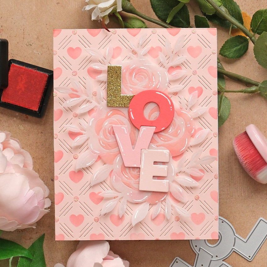Waffle Flower Rose Bouquet Stencils 422313 hearts