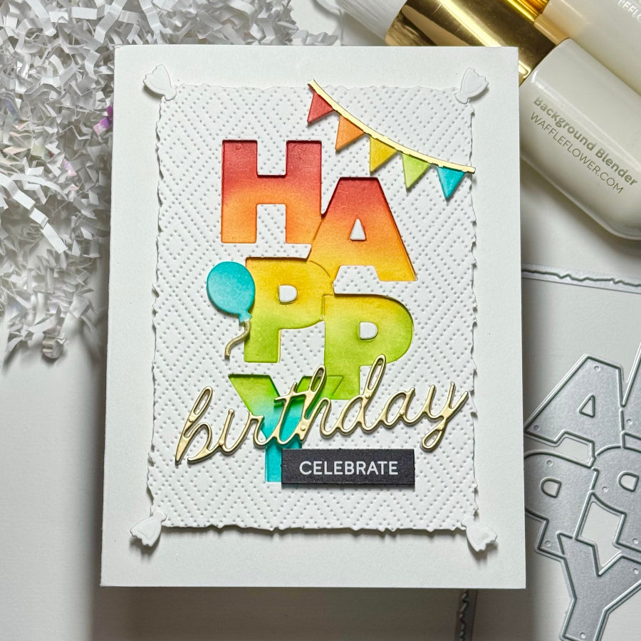 Waffle Flower Script Birthday Dies 422288 streamers