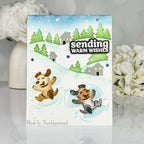 Waffle Flower Snow Angel Sentiments Clear Stamp and Matching Die Set cute pups | color-code:ALT02