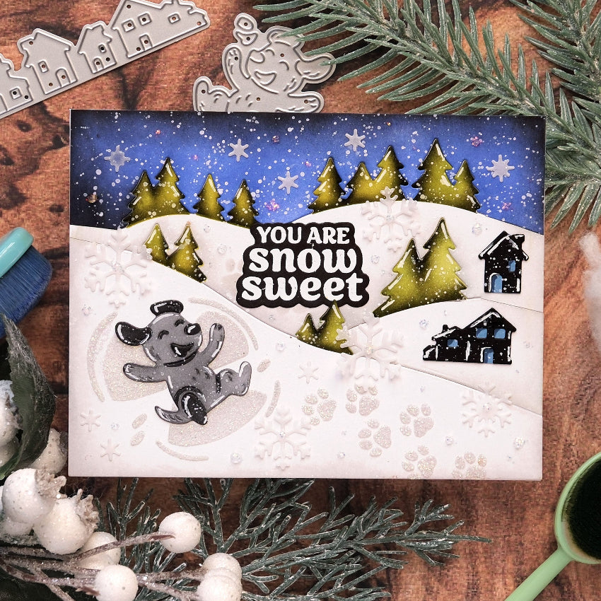 Waffle Flower Snow Angel Sentiments Matching Dies 422282 dog
